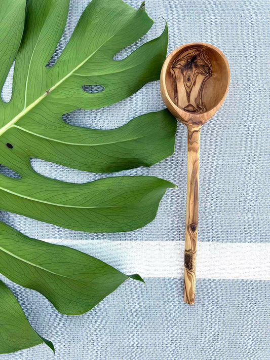 Olive Wood Modern Ladle 12"