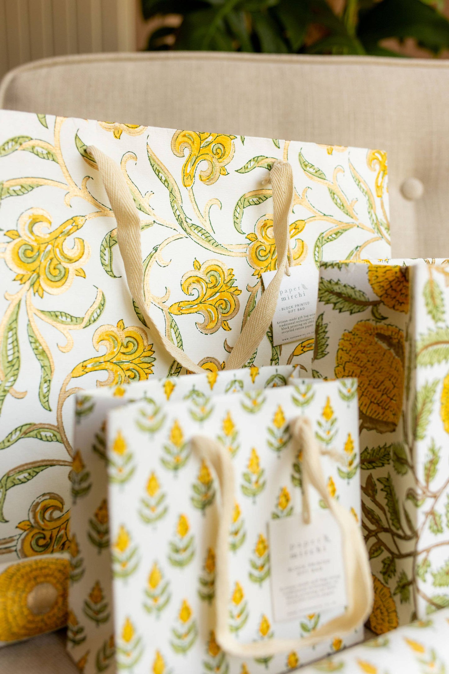 Sunshine Small Hand Block Printed Gift Bag