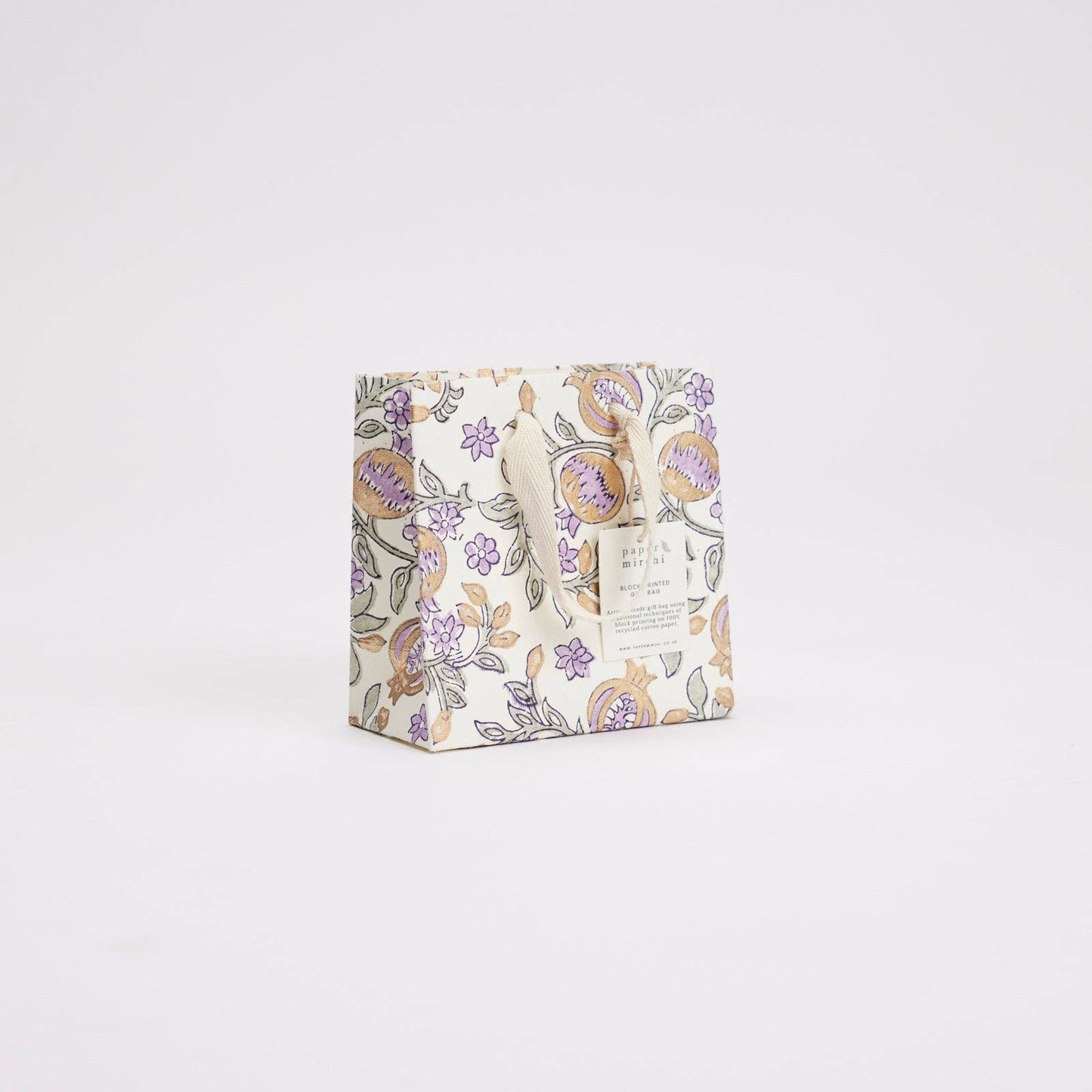 Lavender Small Hand Block Printed Gift Bag