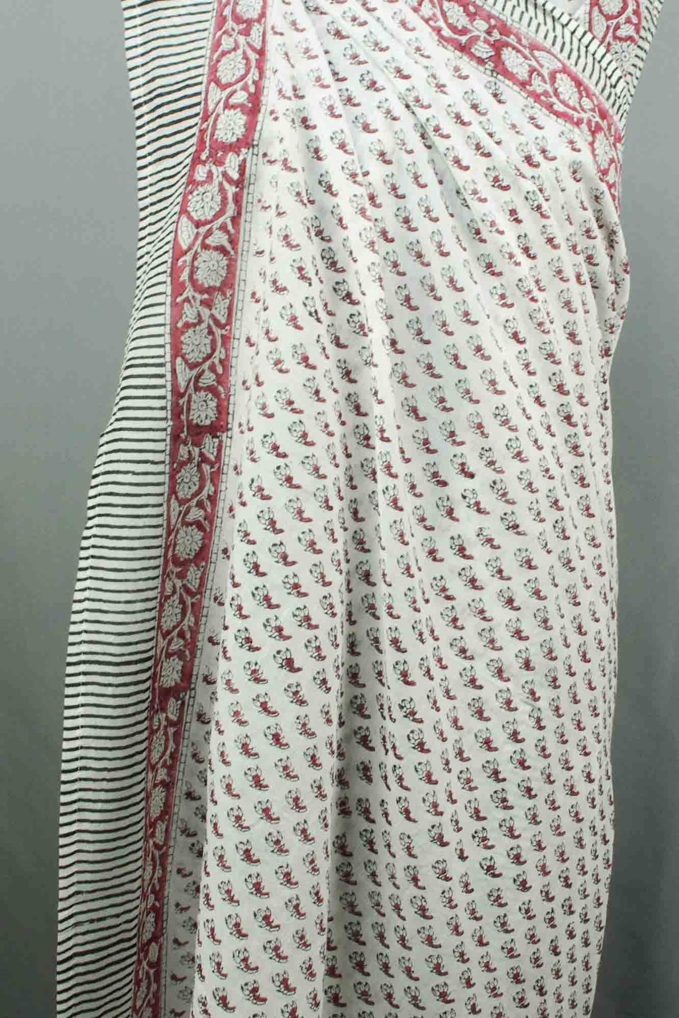 White Floral Buti - Beach  Coverup Sarong