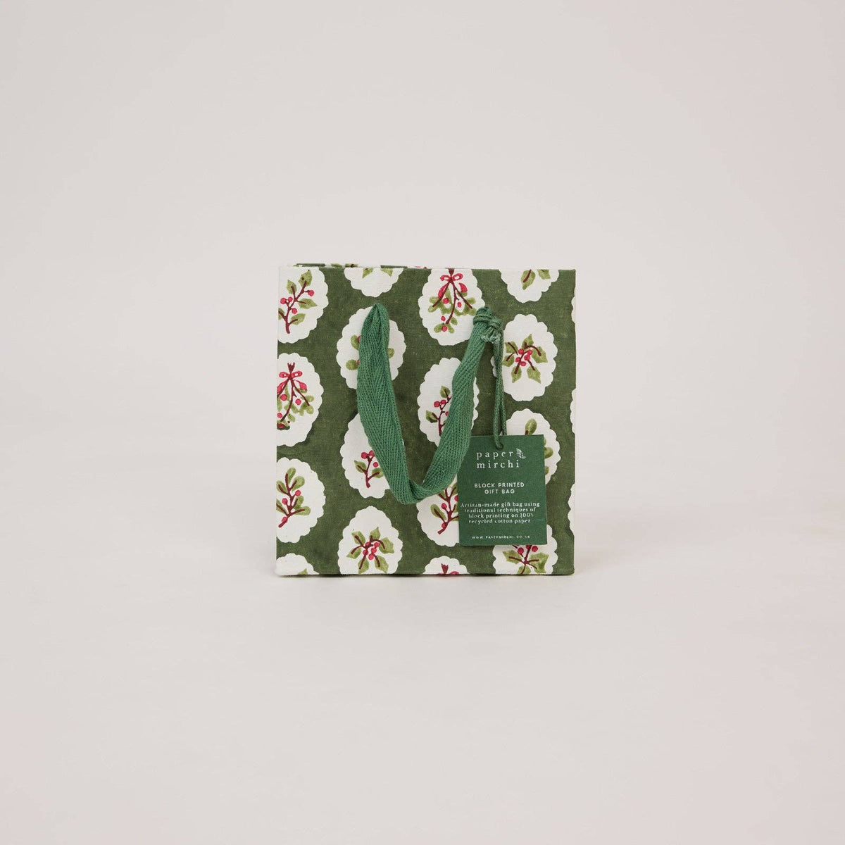 Holly Green Gift Bags - Small