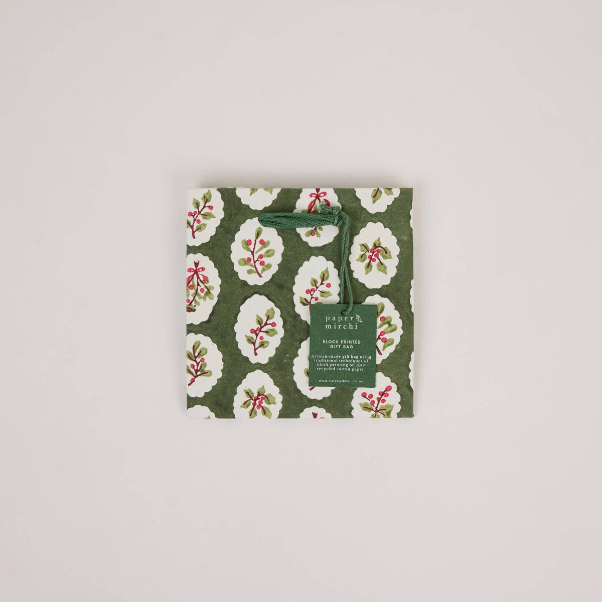 Holly Green Gift Bags - Small