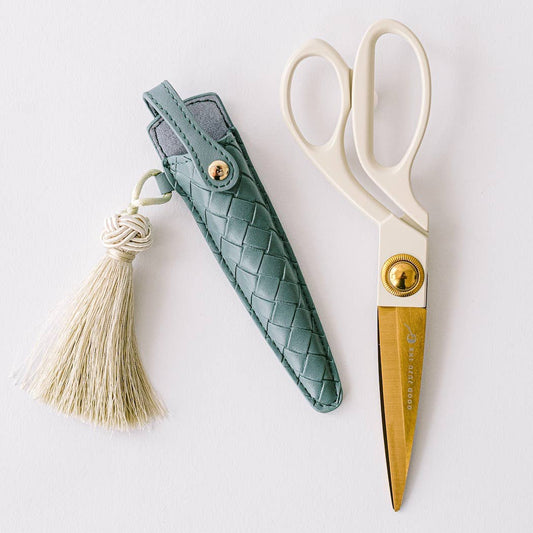Dusk Blue-Ivory and Gold Heirloom Scissors with Case