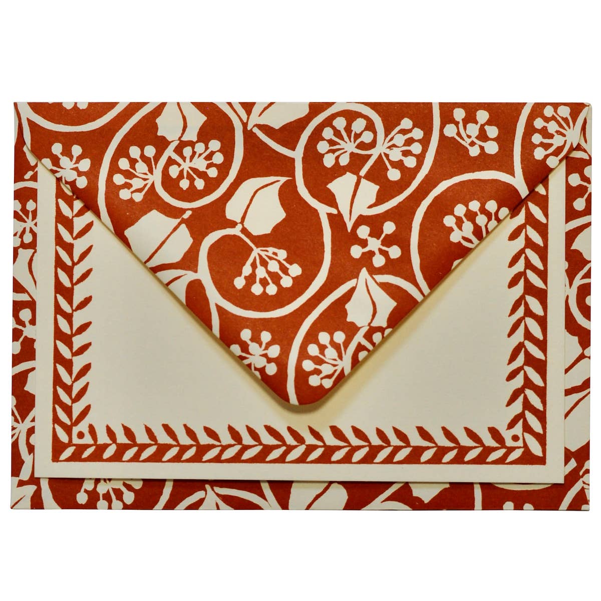 Small Ivy Stripe Russet Set of Notecards and Envelopes