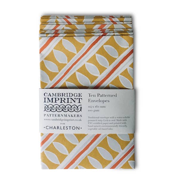 Pack of patterned envelopes with 'Cambridge Imprint' branding on a white background