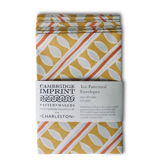 Pack of patterned envelopes with 'Cambridge Imprint' branding on a white background