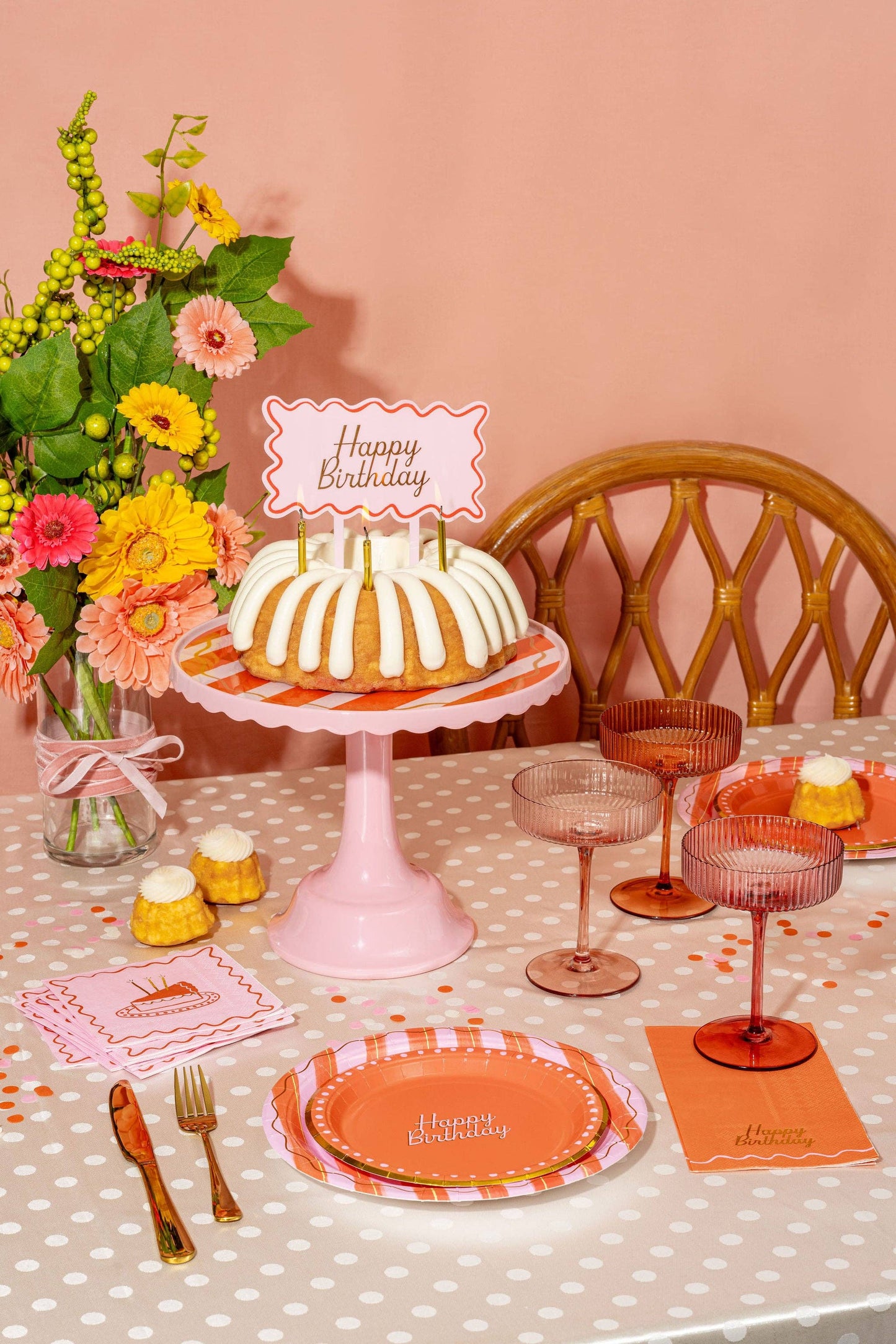 Emergency Confetti - Pink & Red Birthday Cocktail Napkins