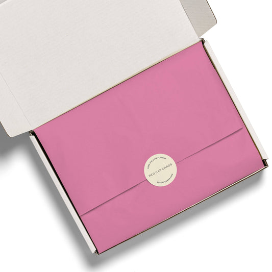 Red Cap Cards - Pink tissue paper