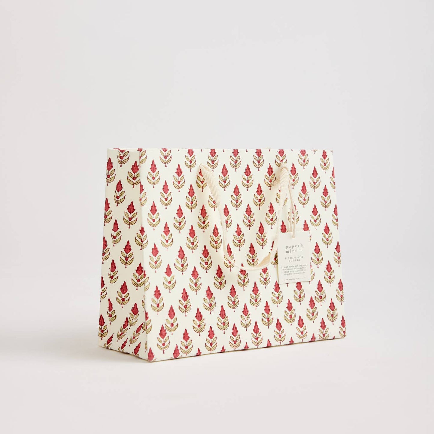 Scarlet Medium Hand Block Printed Gift Bag