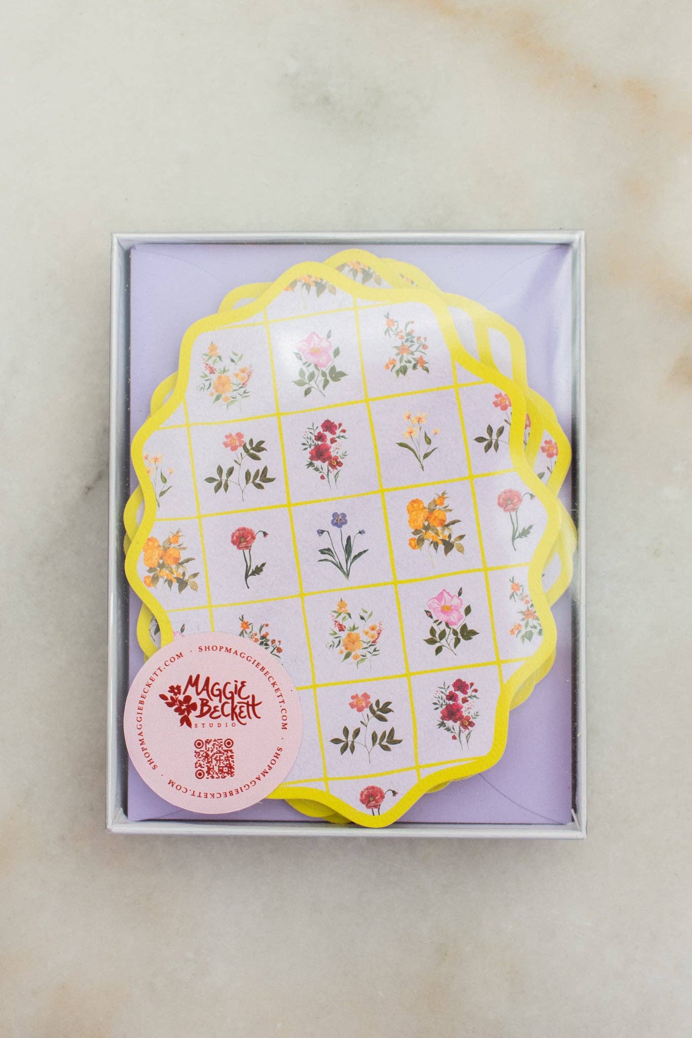 Lilac Flower Notecards with Wavy Edge
