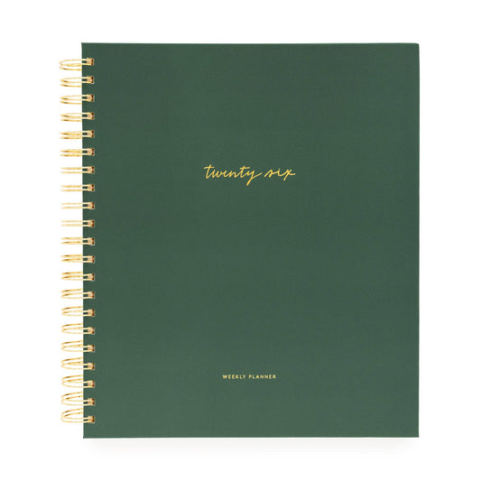 2026 Forest Green Large Weekly Spiral Planner