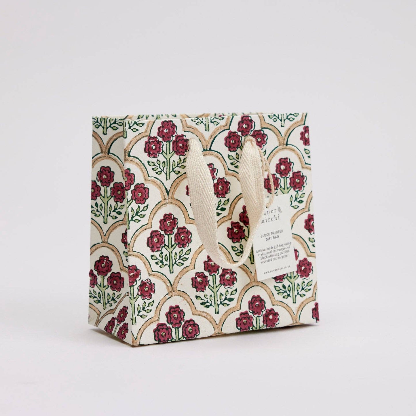 Cherry Small Hand Block Printed Gift Bag