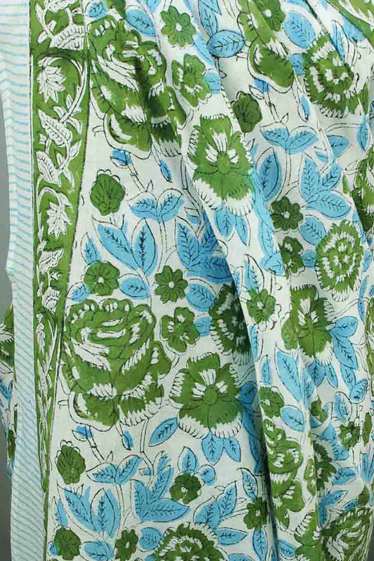 Green Rose On Blue-Beach  Coverup Sarong Pareo
