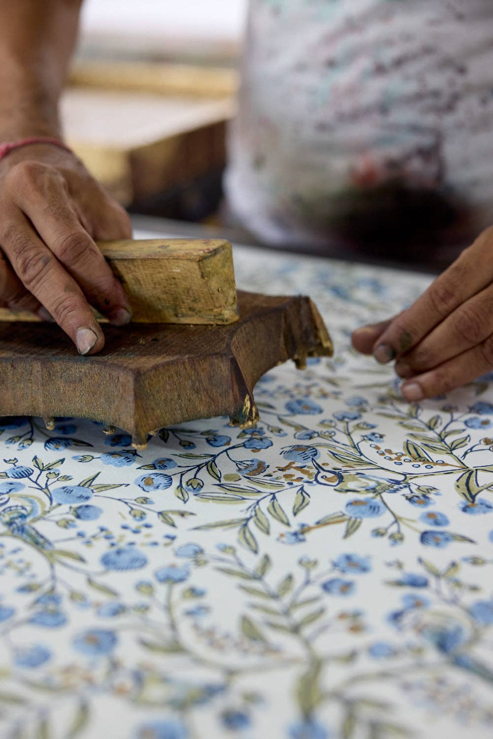 Block Printed Gift Boxes - Floral Blue Stone