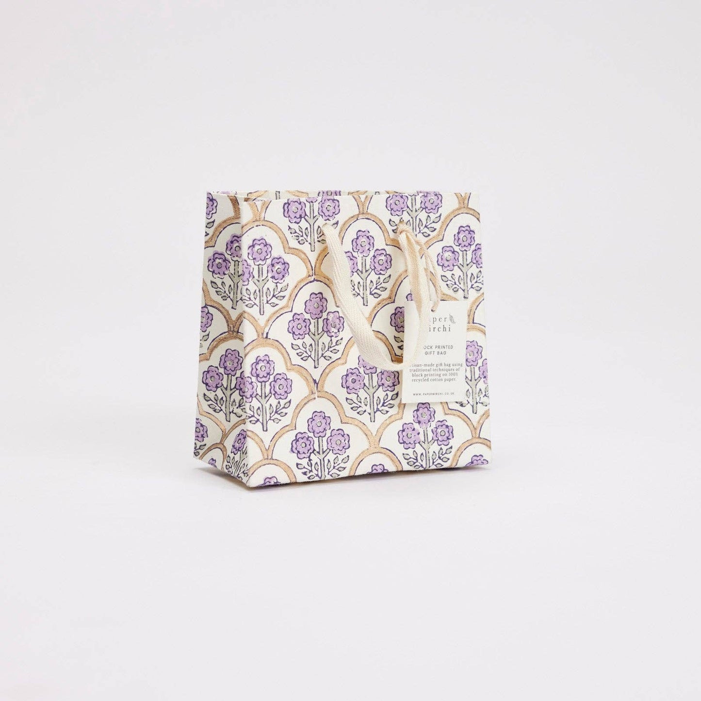 Lavender Small Hand Block Printed Gift Bag