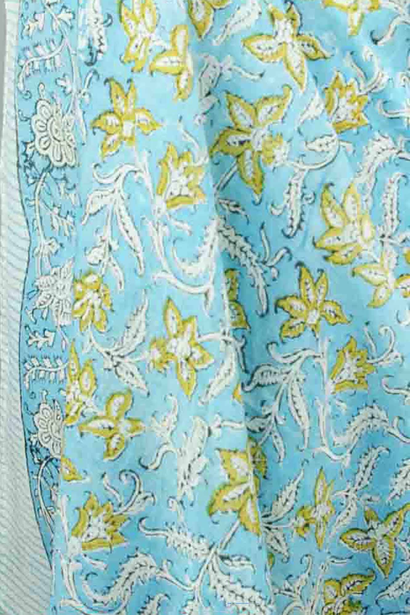 Blue Mustard Floral - Beach  Coverup Sarong Pareo