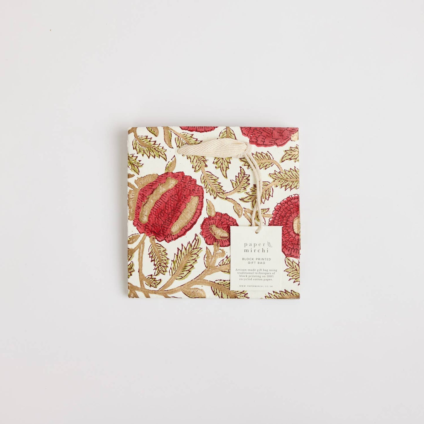 Scarlet Small Hand Block Printed Gift Bags