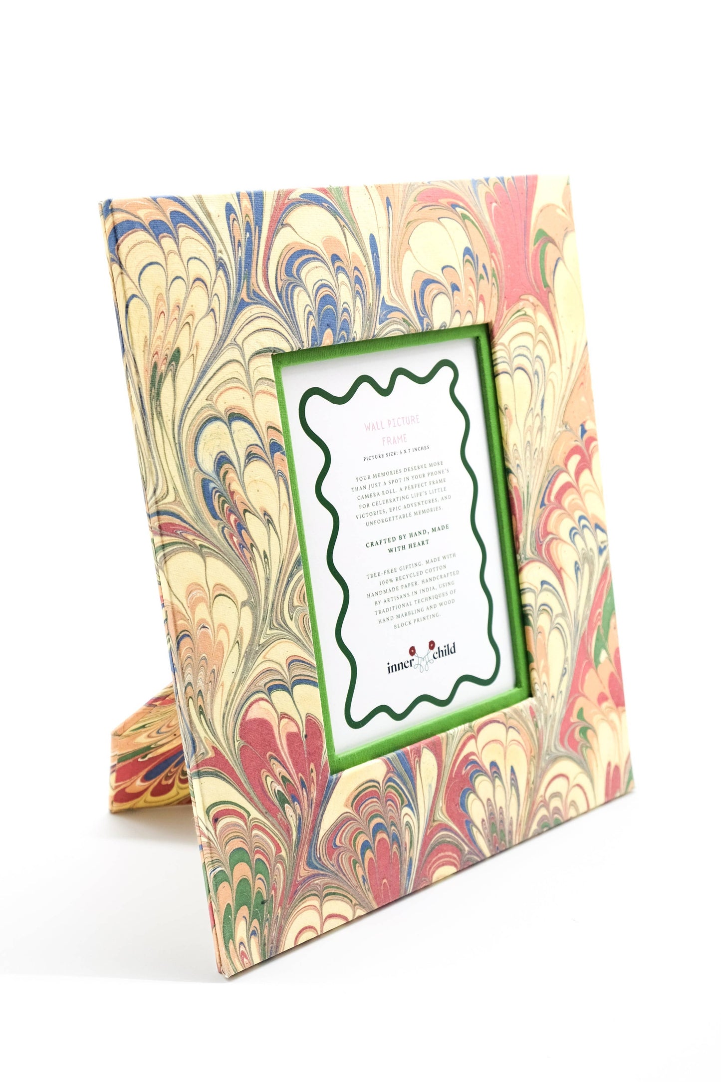 Hand-Marbled Large Wall Picture Frame in Multicolor, 5x7