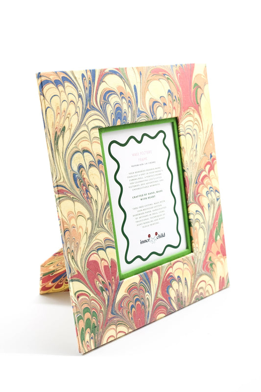 Hand-Marbled Large Wall Picture Frame in Multicolor, 5x7