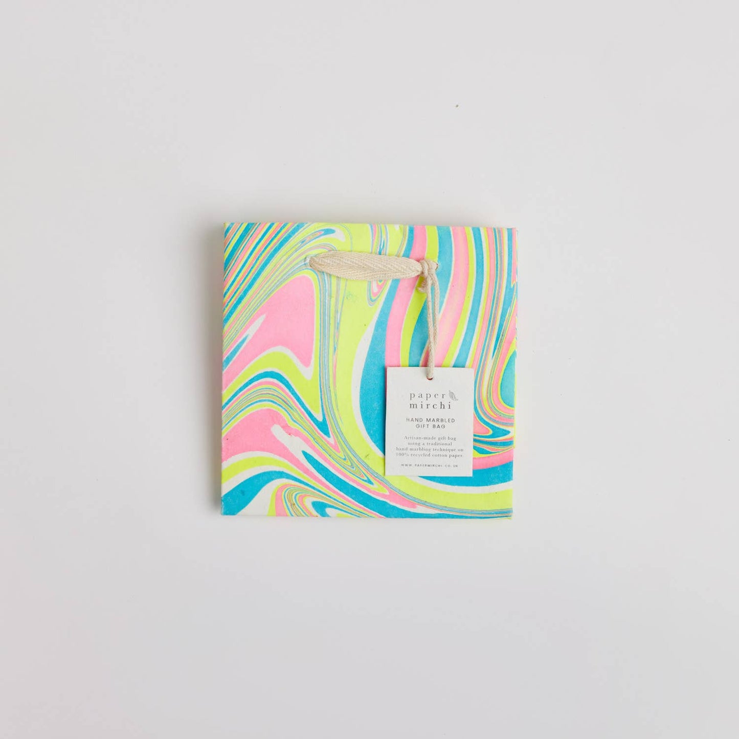 Wave Hand Marbled Gift Bag Small) - Neon