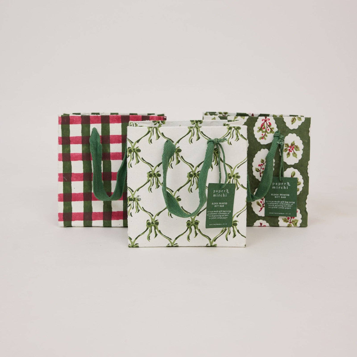 Holly Green Gift Bags - Small