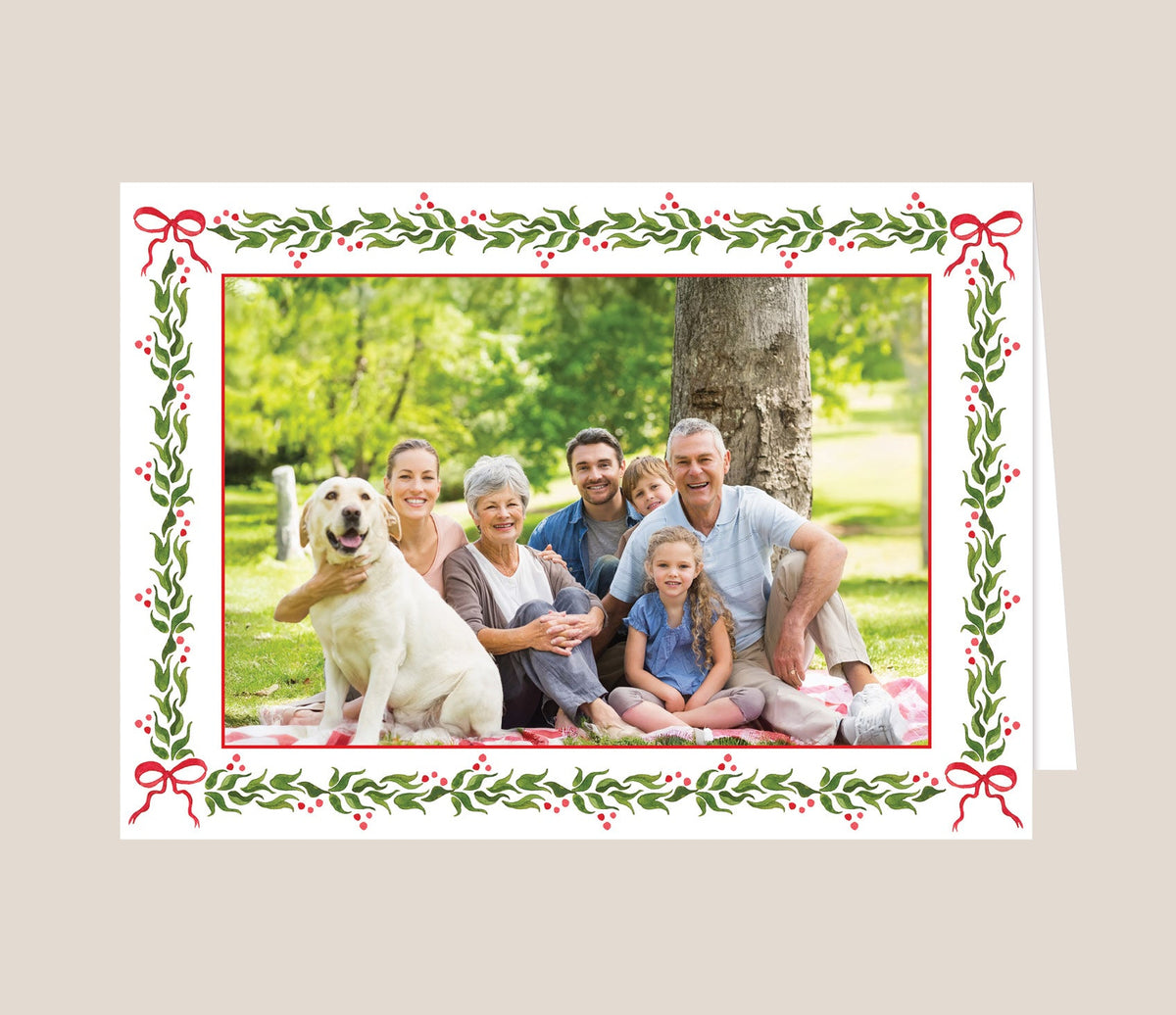 Painted Leaves Folded Holiday Photo Card