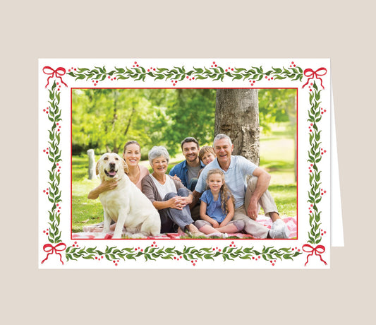 Painted Leaves Folded Holiday Photo Card