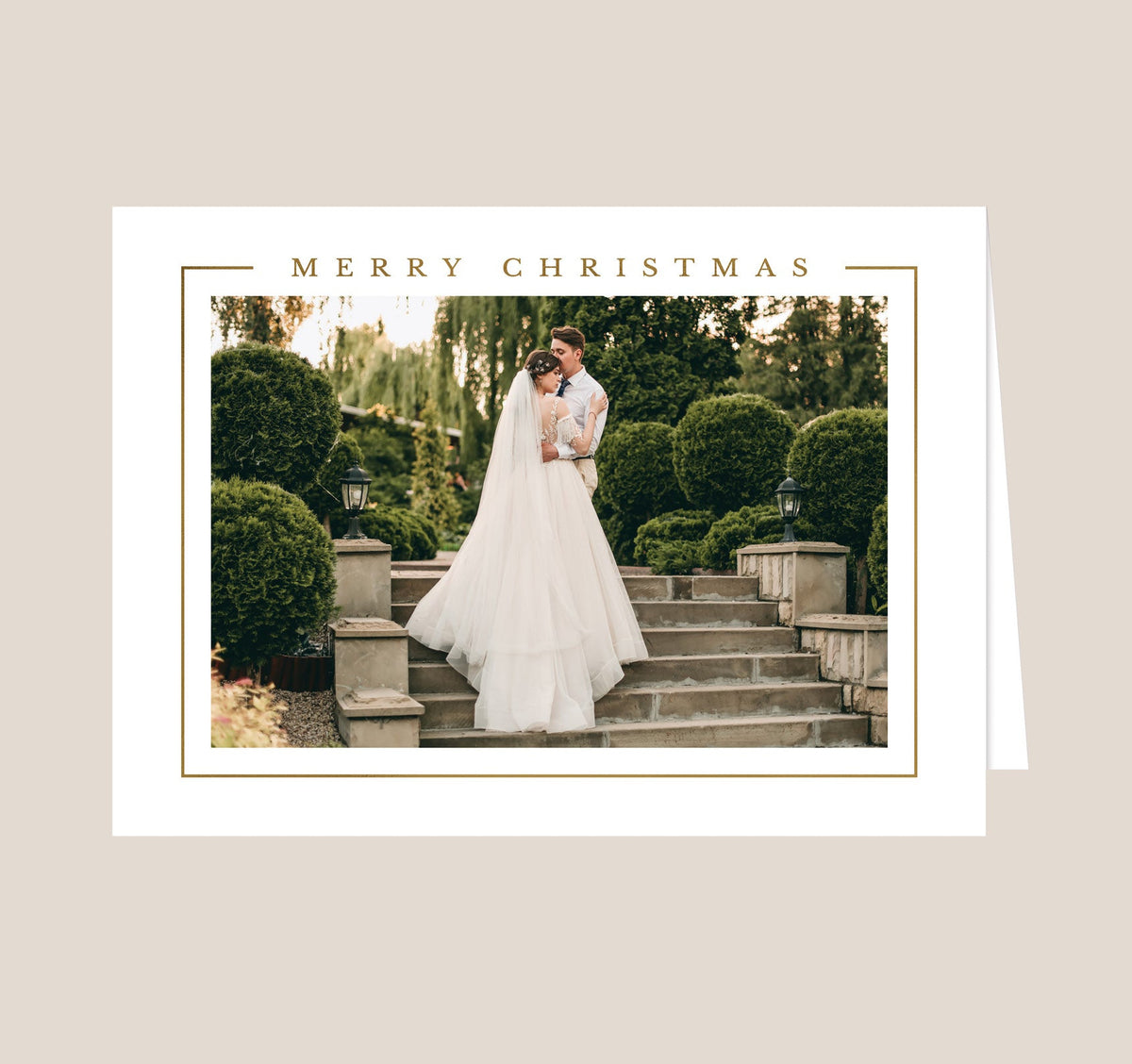 Stylish Border Foil Pressed Folded Holiday Photo Card