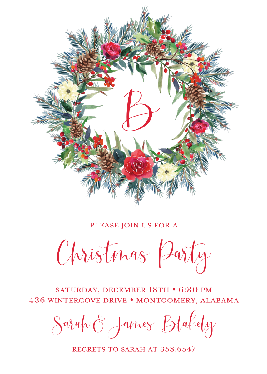 Holiday Wreath Invitation