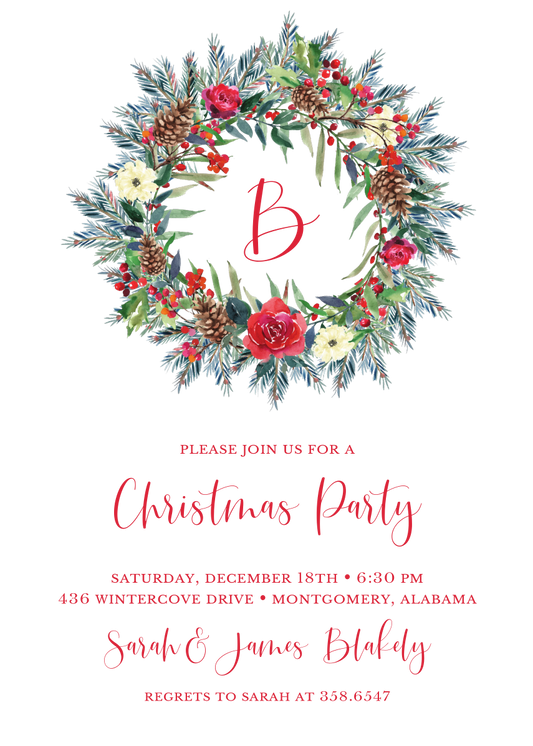 Holiday Wreath Invitation