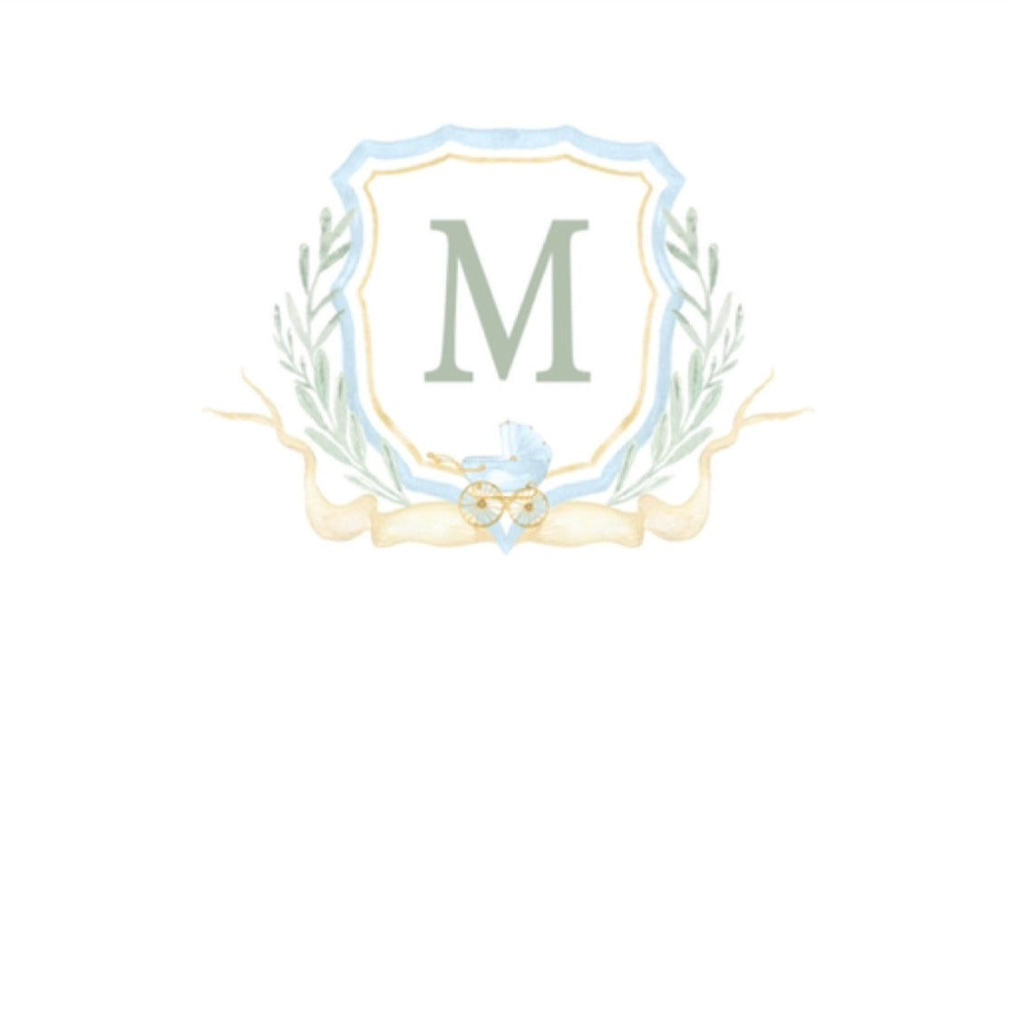 Baby carriage crest stationery
