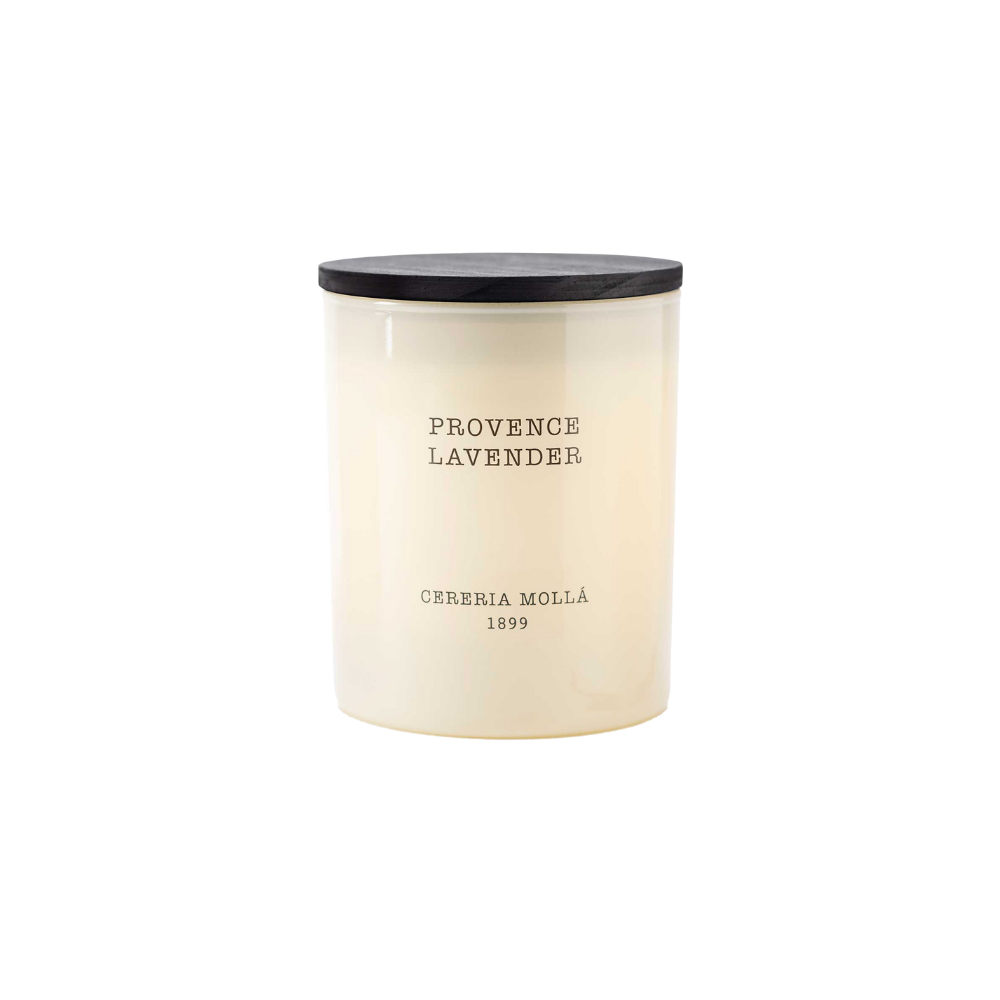 Candle with black lid and 'Provence Lavender' 