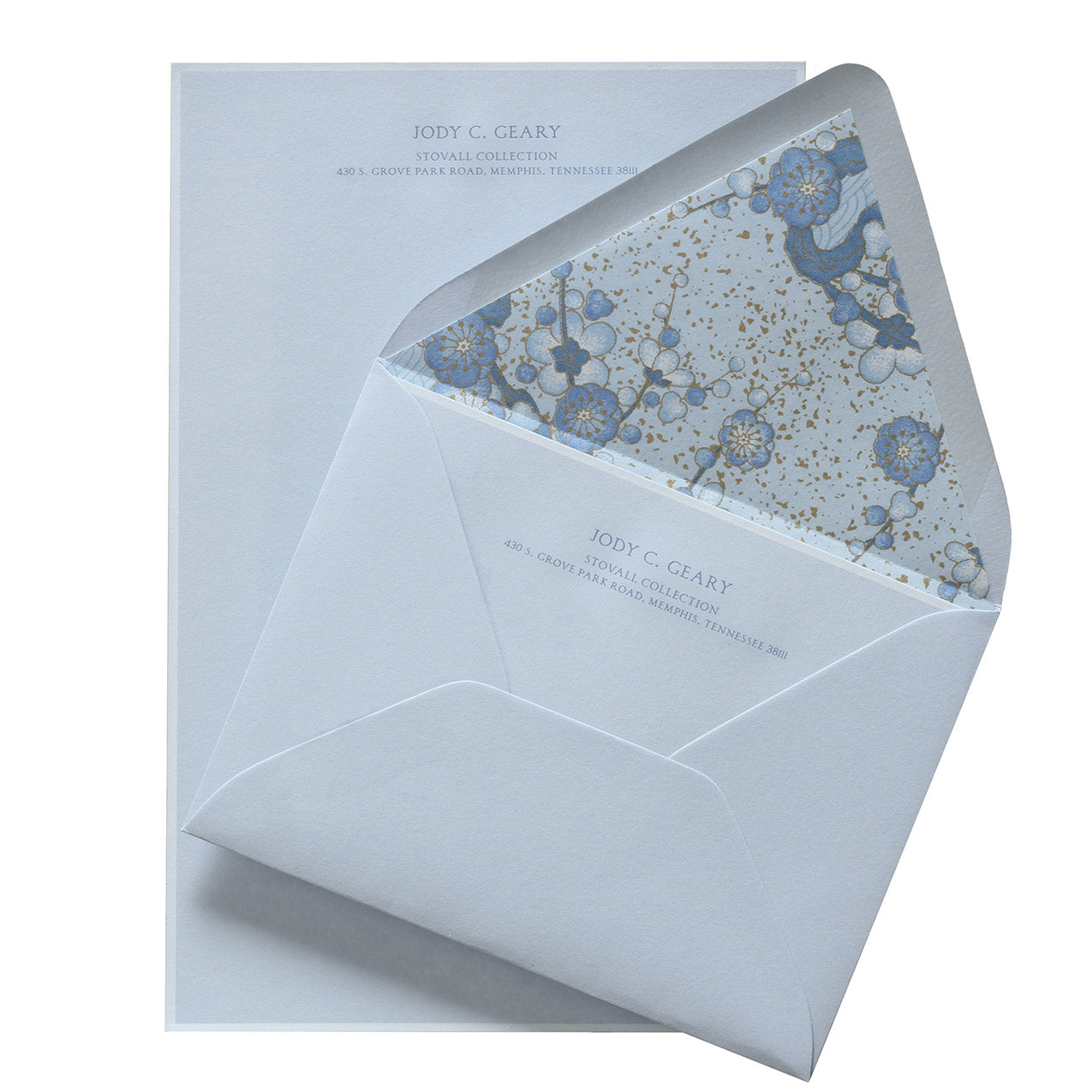 blue on blue notecard stationery