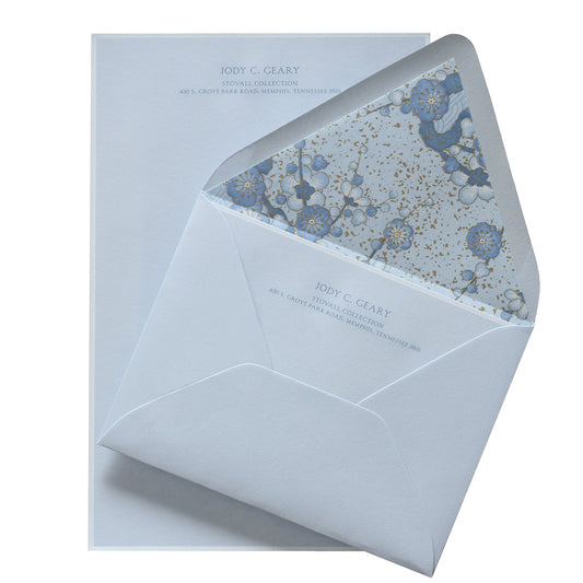 blue on blue notecard stationery