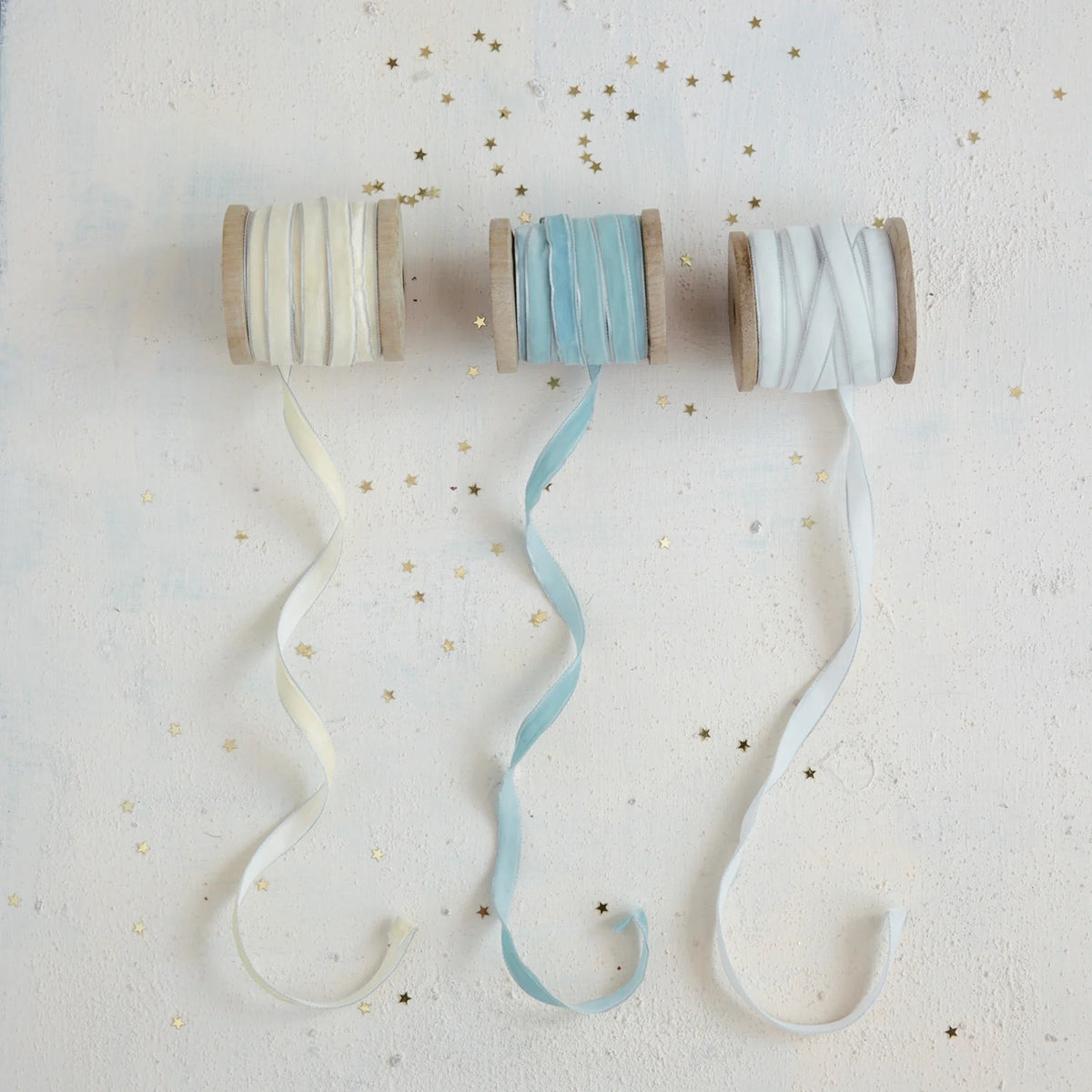 Velvet Ribbon with Metallic Silver Edges