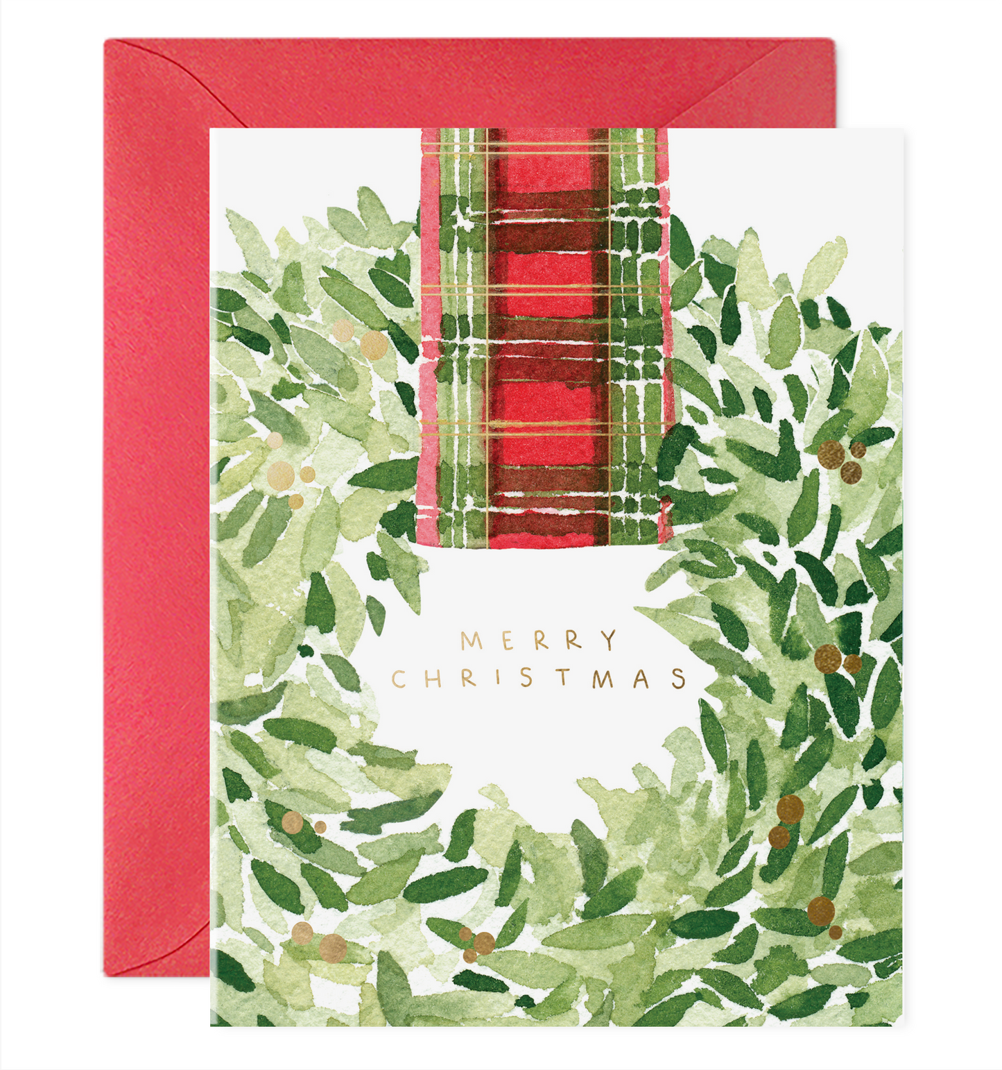 Plaid Ribbon Wreath Card (Boxed Set of 6)