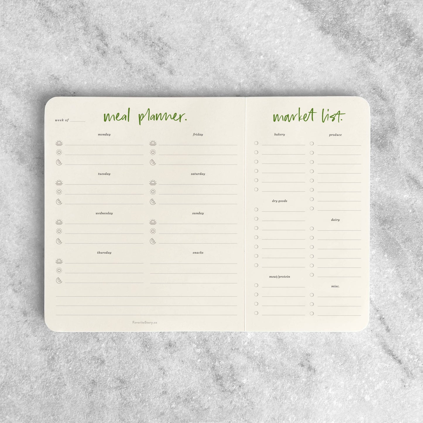 Meal Planner Notepad with Tear-off Market List