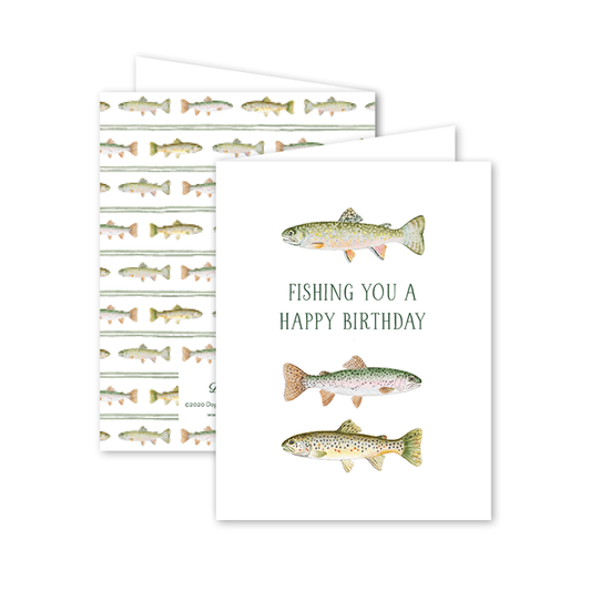 Dogwood Hill - Fly Fishing Trout Birthday Card