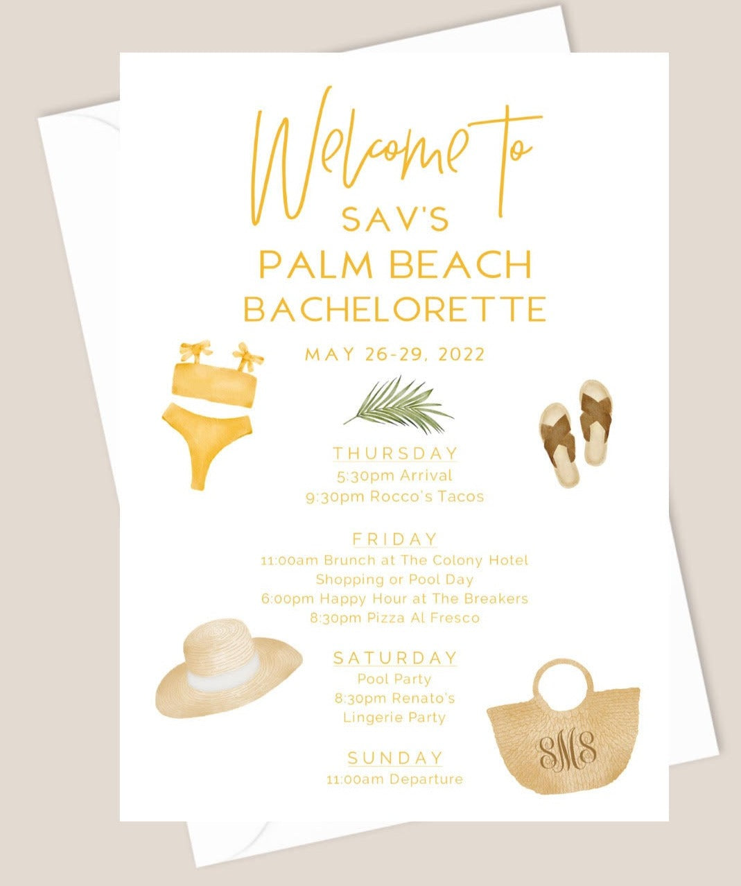 Bachelorette Itinerary